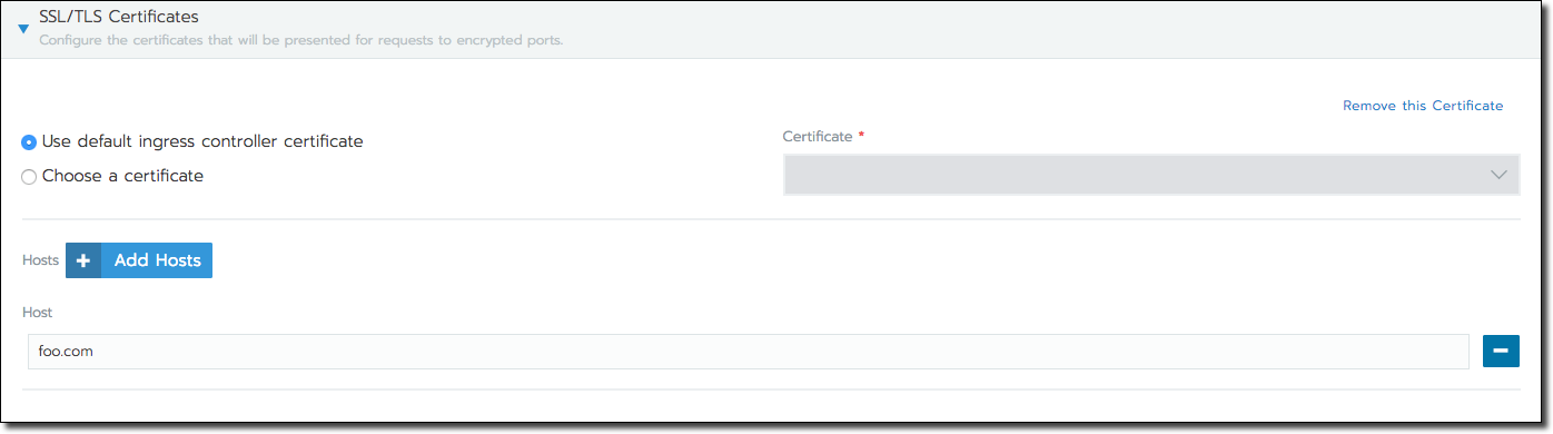 SSL/TLS Certificates Section